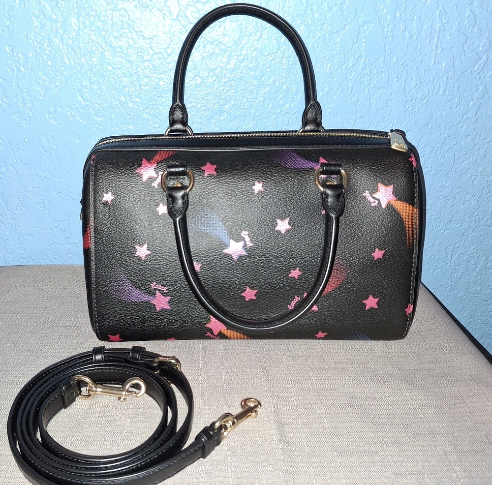 Coach Black and Pink Star Pattern Satchel NWOT - Picture 2 of 4